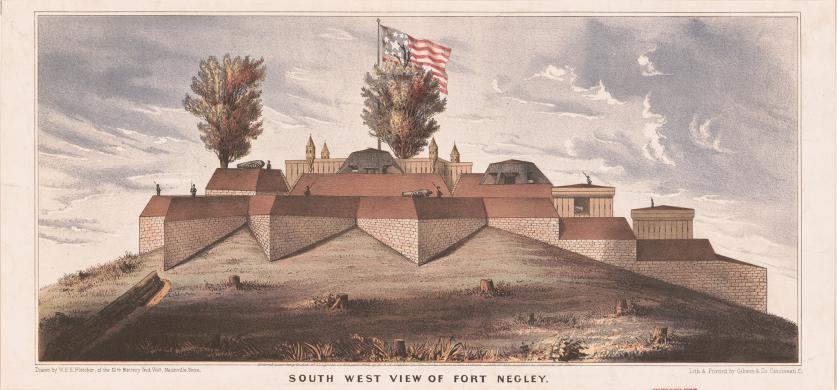 South West View of Fort Negley. Postcard by Gibson + Co